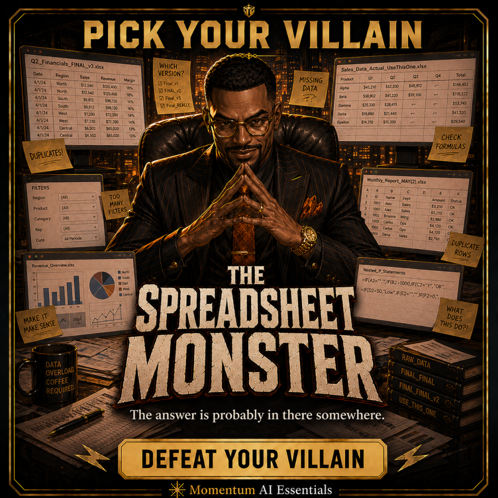 The Spreadsheet Monster: formulas, duplicate rows and missing data hiding the answer